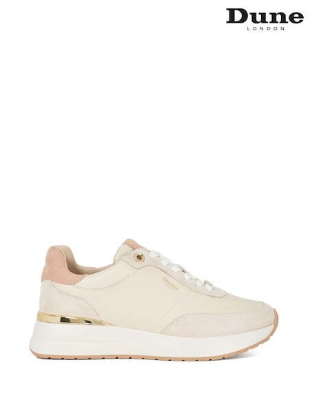 Кремовый - Dune London Emotion Gold Clip Lace Up Runner Trainers (F75973) | €131