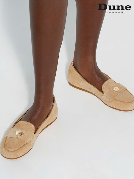Dune London Cream Gina Metal Trim Soft Loafers (F75980) | €118