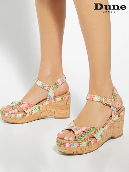 Dune London Wide Fit Kelulu Cork Cross Wrap Wedge Sandals (F75989) | €113