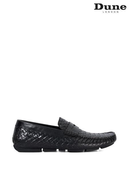 Dune London Black Bradlay Woven Saddle Driver Loafers (F75994) | kr1 414