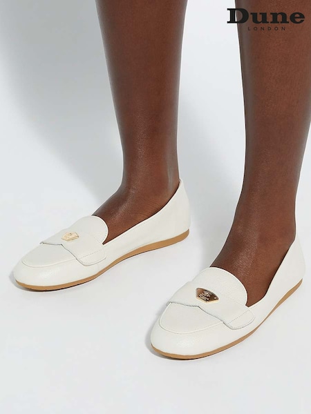 Dune London White Gina Metal Trim Soft Loafers (F75996) | €118