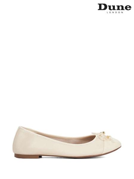 Dune London Cream Wide Fit Hallo Charm Trim Ballet Shoes (F76003) | €91