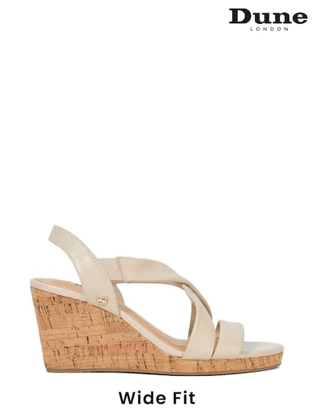 Dune London Cream Regular Fit Kamies Cross Strap Wedge Sandals (F76011) | $126