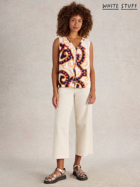 White Stuff White Chrome Delilah Button Top (F76020) | ₪281