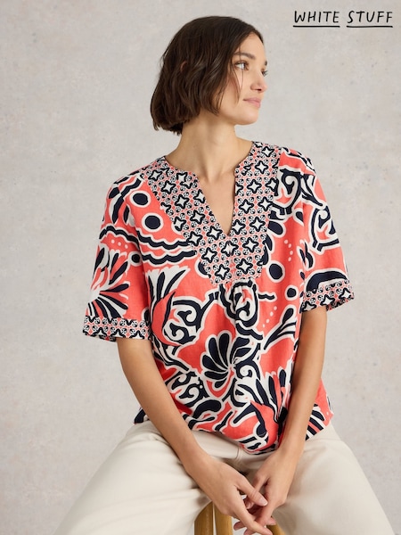 White Stuff Red Ash Linen Blend Top (F76021) | 3,545 UAH