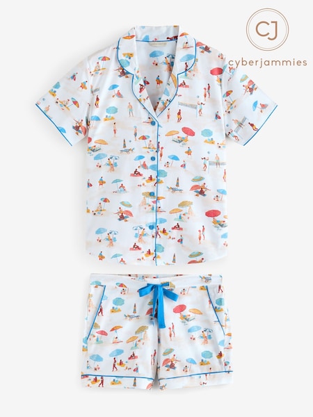 Cyberjammies Cream Sandy Beachscape Print Shorty Set (F76043) | €67