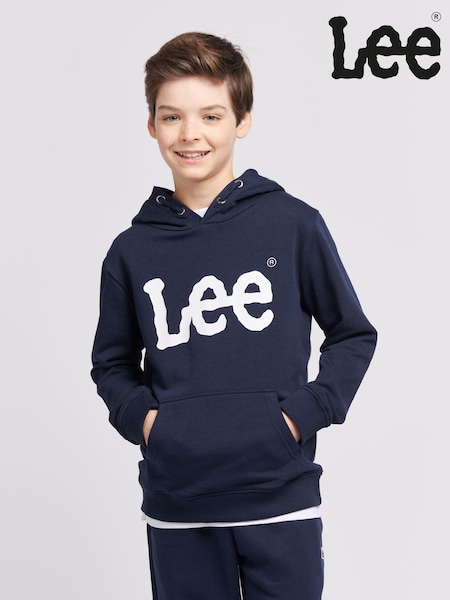 כחול  - Lee Boys Wobbly Graphic Print Hoodie (F76057) | ‏176‏₪ - ‏211‏ ₪