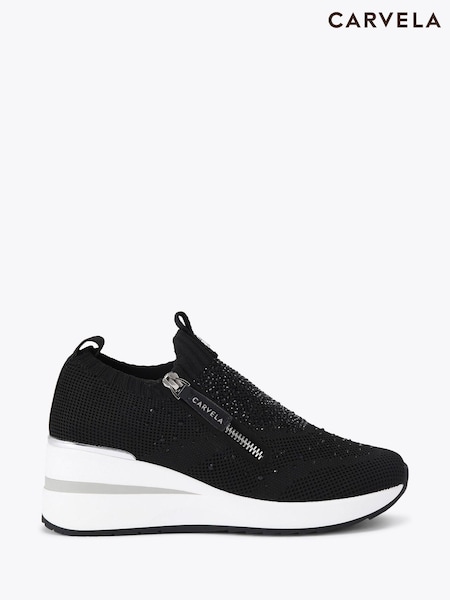 Carvela High Rise Zip Knit Trainers (F76135) | ₪498