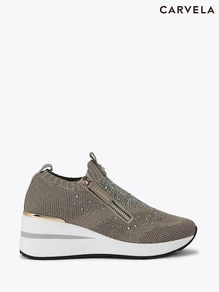 Carvela High Rise Zip Knit Trainers (F76233) | ₪498