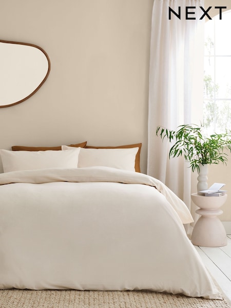 Ivory Brushed Supersoft Cotton Duvet Cover And Pillowcase Set (F76274) | €27 - €60