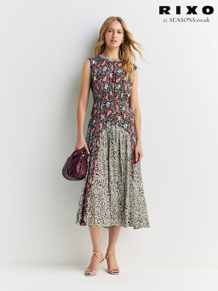 Rixo Black Leo Valverde Mix Coralie Dress (F76412) | 1,377 QAR