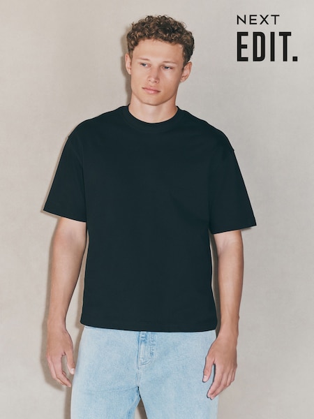 Black Boxy Fit EDIT Heavyweight T-Shirt (F76430) | AED70