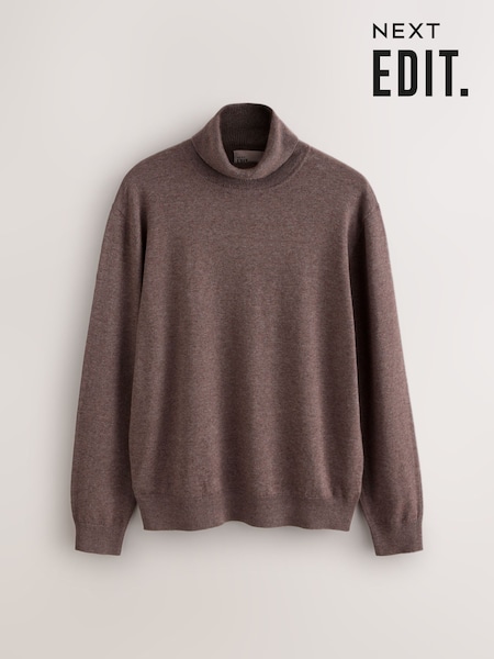 Dark Stone EDIT Knitted Long Sleeve Roll Neck Polo Shirt (F76440) | R$ 270