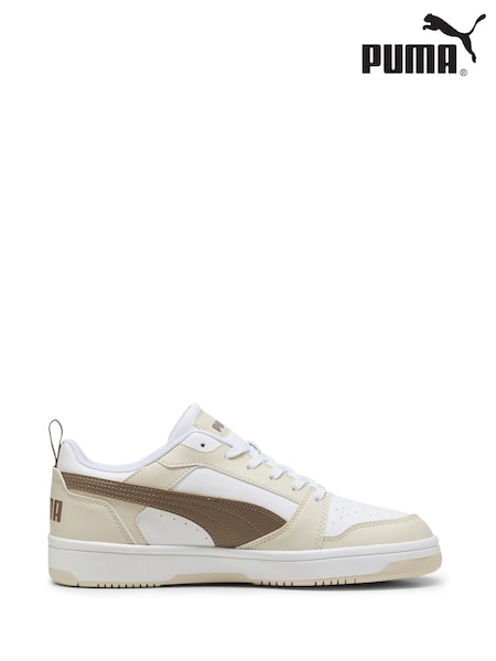 Puma White Ecru Mens Rebound V6 Low Sneakers Trainers (F76613) | €69