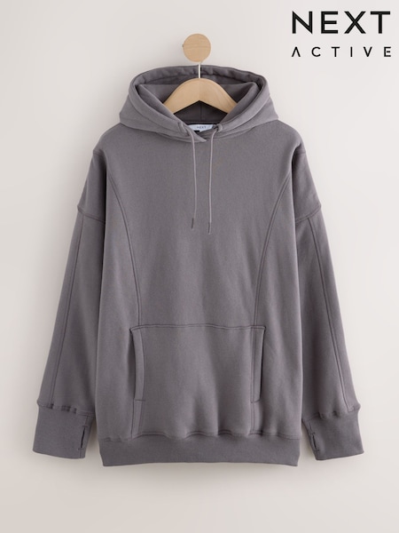 Mauve Purple/Brown Active Longline Overhead Seam Detail Supersoft Hoodie with Pockets (F76704) | €39