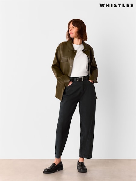 Whistles Grey Lola Cotton Blend Trousers (F76765) | AED577