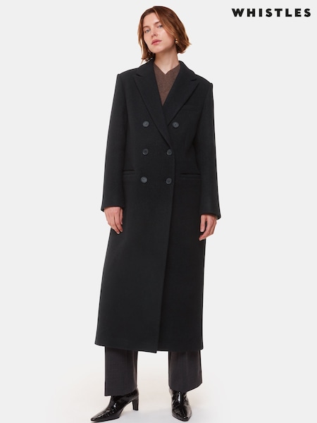 Whistles Black Lori Longline Coat (F76777) | €489