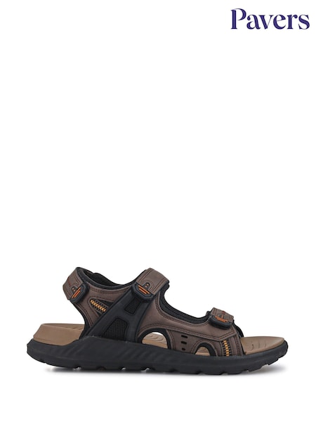 Pavers Brown Triple Touch-Fastening-Strapped Sandals (F76802) | R$ 395