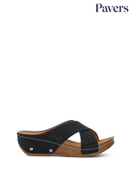 Pavers Black Chunky Sole Mules (F76810) | €37