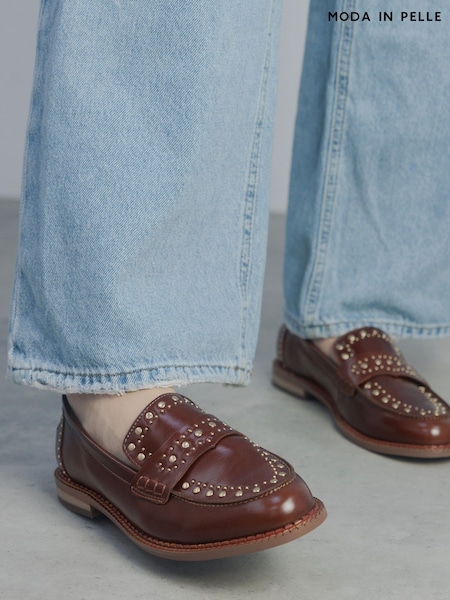 Moda in Pelle EMMER STUDDED UPPER RAND LEATHER LOAFER (F76919) | ₪498