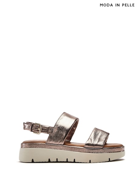 Moda in Pelle Grey Netty Two Part Platform Leather Sandals (F76927) | €113