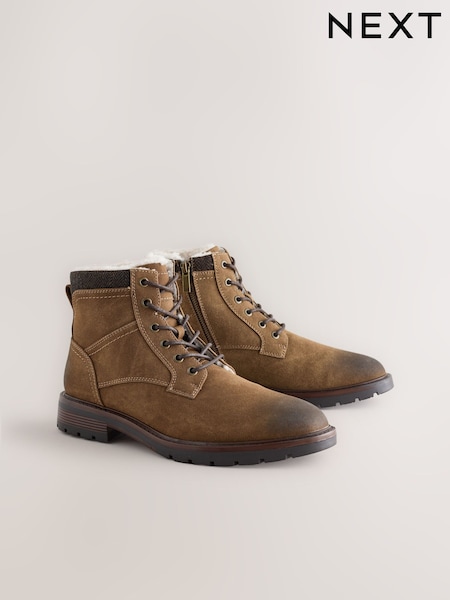 Tan Brown Tall Borg Lined Zip-Up Boots (F76983) | €55