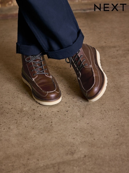 Dark Brown Leather Toe Cap Zip-Up Boots (F76988) | €69