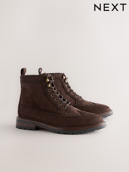 Brown Tall Brogue Boots (F76992) | AED227