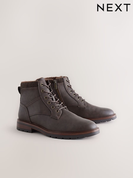 Brown Tall Borg Lined Zip-Up Boots (F76993) | €59