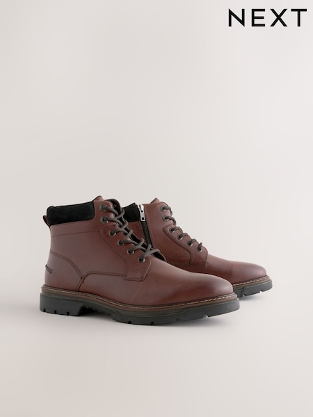 Brown Tall Leather Zip-Up Boots (F76996) | €82