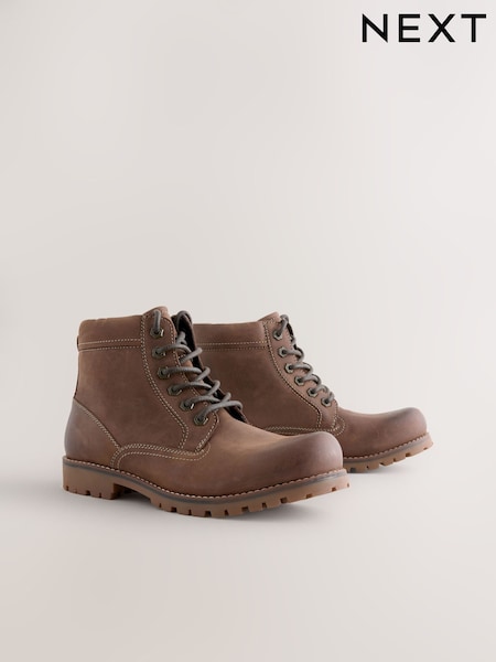 Brown Tall Rugged Leather Boots (F77003) | €90