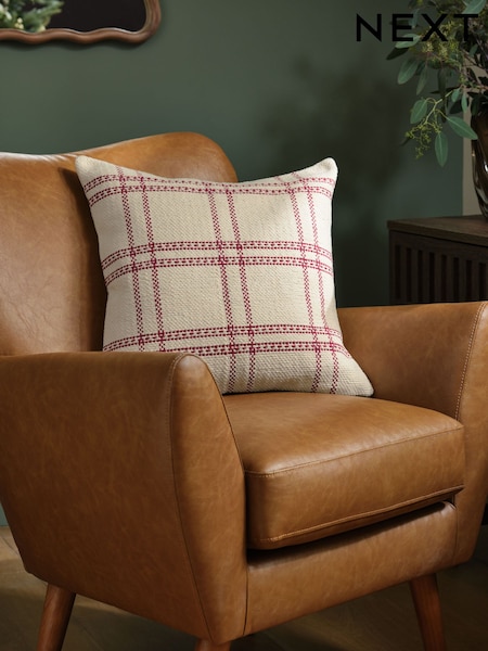 Red Windowpane Check Rectangular 50 x 50cm Cushion (F77041) | 88 QAR