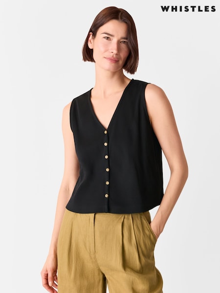 Whistles Black Button Rib Tank (F77099) | $96