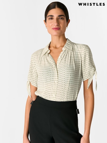 Whistles Green Oval Spot Tie Sleeve Shirt (F77104) | €140