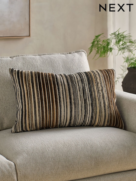 Brown 40 x 59cm Cut Velvet Stripe Cushion (F77115) | AED139