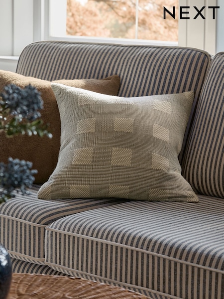Grey 50 x 50cm Woven Textured Check Cushion (F77116) | €23