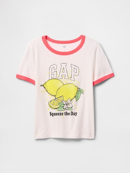 Alb cu model lămâie - Tricou Ringer cu logo Gap (4-13ani) (F77166) | 74 LEI