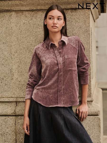 Plum Purple Soft Brushed Long Sleeve Shirt (F77205) | €50.50