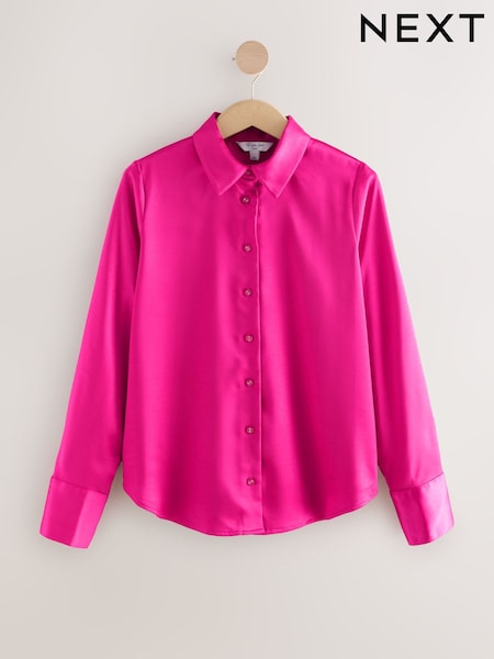 Pink Satin Long Sleeve Shirt (F77210) | €41