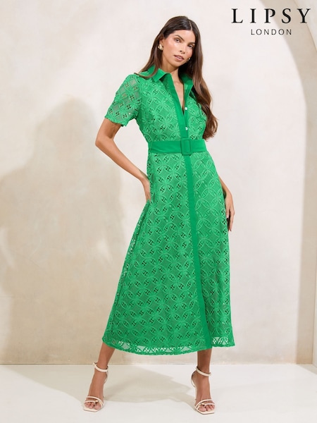 Lipsy Premium Lace Belted Shirt Dress (F77237) | € 204