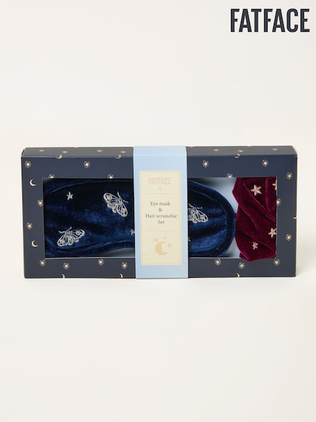 FatFace Multi Embroidered Moth Eye Mask and Star Scrunchie Gift Set (F77251) | €23.50