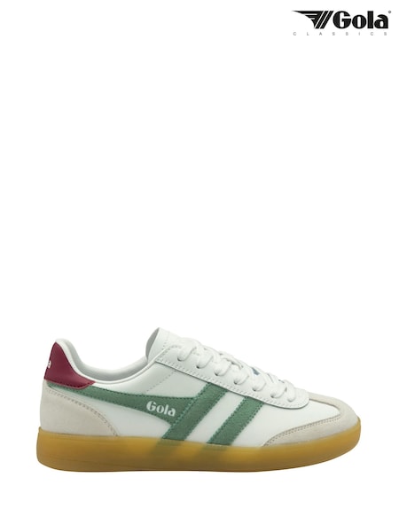 Gola White Ladies Viper Leather Lace-Up Trainers (F77314) | ₪427