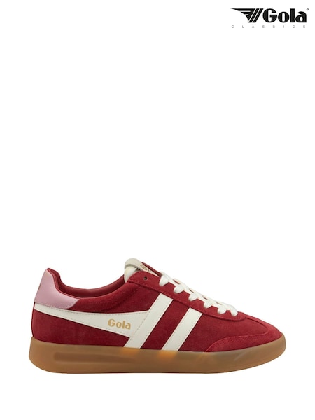 Gola Red Ladies Cyclone Suede Lace-Up Trainers (F77315) | ₪453