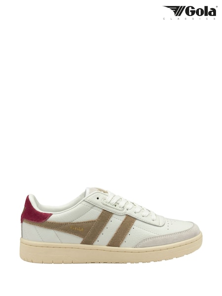 Gola White Ladies Falcon Leather Lace-Up Trainers (F77327) | ₪453