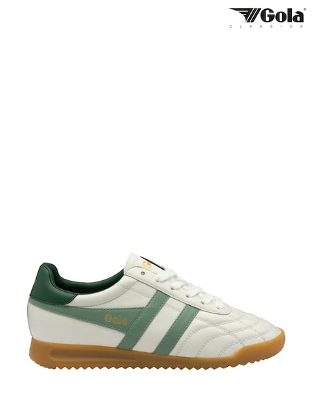 Gola White Ladies Stadium Leather Lace-Up Trainers (F77336) | ₪478