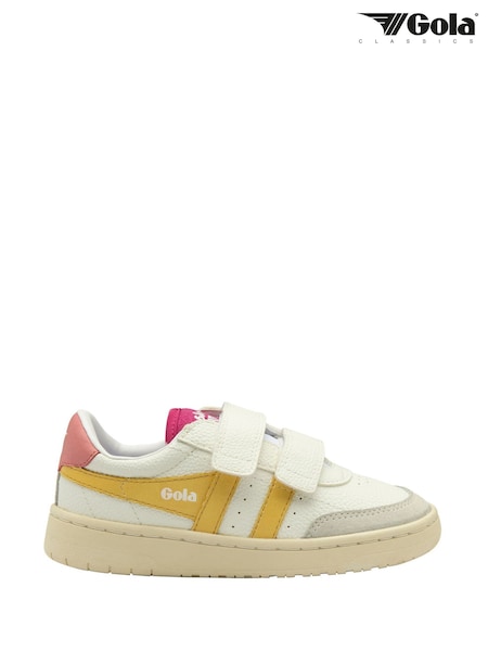 Gola White Kids Falcon Strap PU Trainers (F77344) | ₪277