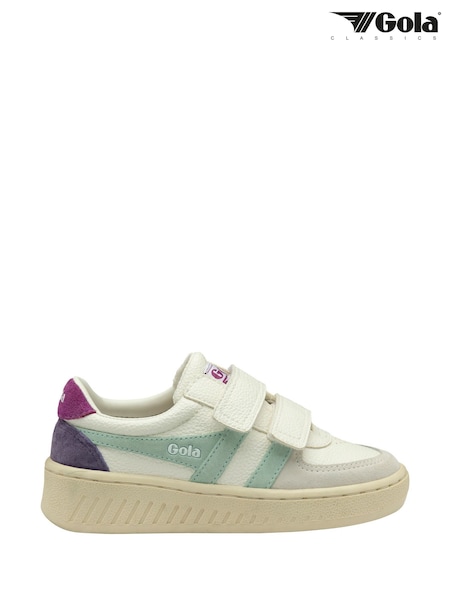 Gola White Kids Grandslam Trident Strap PU Trainers (F77347) | ₪277