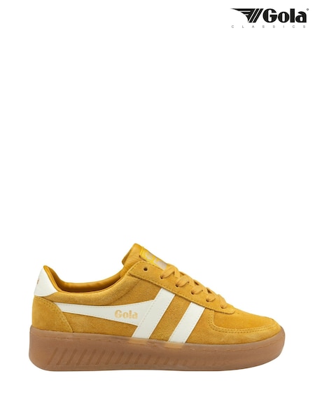 Gola Yellow Ladies Grandslam Suede Lace-Up Trainers (F77349) | ₪453