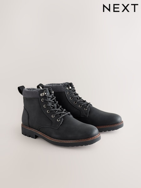 Black Borg Lined Cord Trim Boots (F77470) | R$ 480