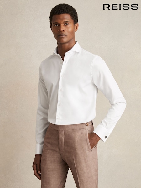 Reiss White Storm Double-Cuff Two-Fold Cotton Shirt (F77474) | €149